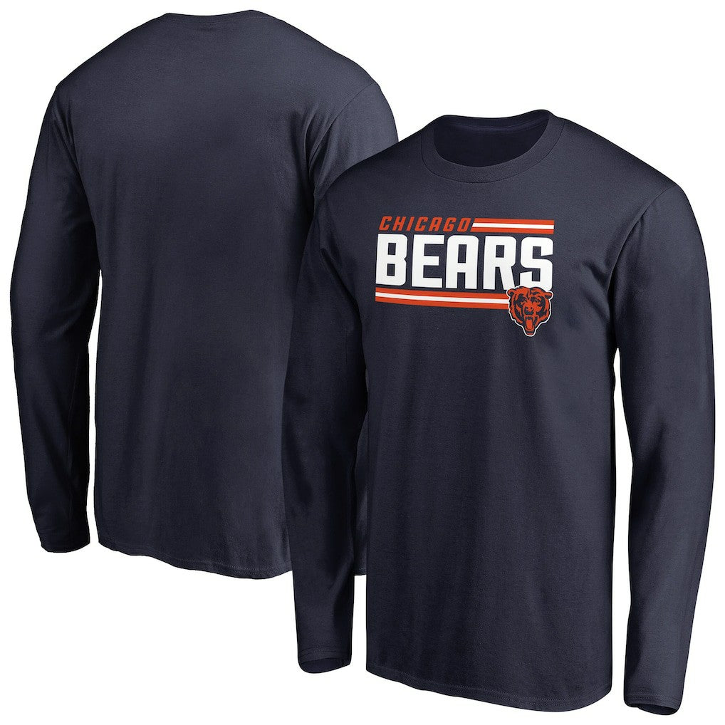 Chicago Bears Iconic Collection On Side Stripe Long Sleeve T-Shirt - Navy sale