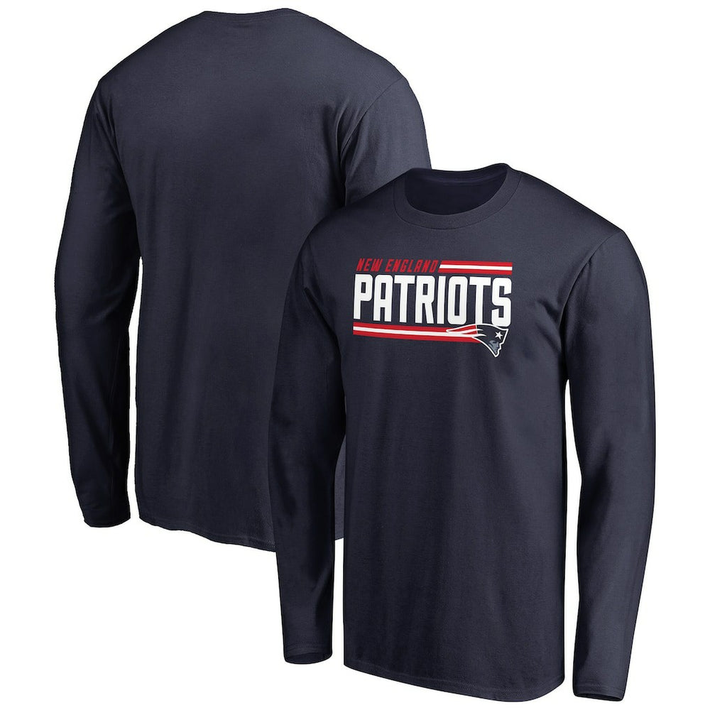 New England Patriots Iconic Collection On Side Stripe Long Sleeve T-Shirt - Navy on sale