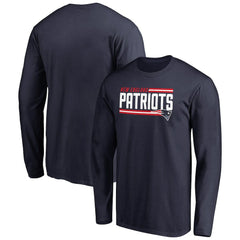 New England Patriots Iconic Collection On Side Stripe Long Sleeve T-Shirt - Navy on sale