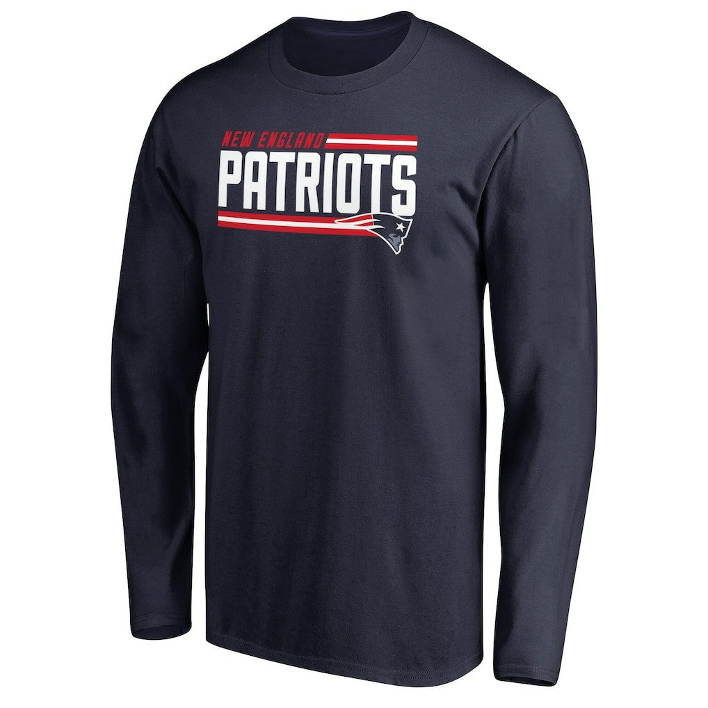 New England Patriots Iconic Collection On Side Stripe Long Sleeve T-Shirt - Navy on sale