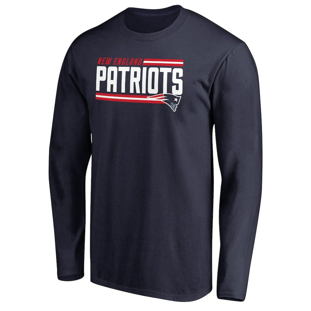 New England Patriots Iconic Collection On Side Stripe Long Sleeve T-Shirt - Navy on sale