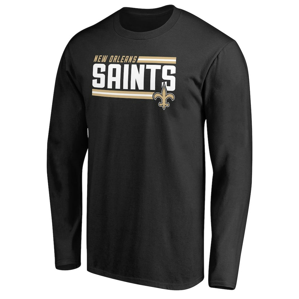 New Orleans Saints Iconic Collection On Side Stripe Long Sleeve T-Shirt - Black cheap