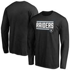 Las Vegas Raiders Iconic Collection On Side Stripe Long Sleeve T-Shirt - Black for sale
