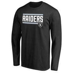 Las Vegas Raiders Iconic Collection On Side Stripe Long Sleeve T-Shirt - Black for sale