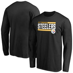 Pittsburgh Steelers Iconic Collection On Side Stripe Long Sleeve T-Shirt - Black on sale