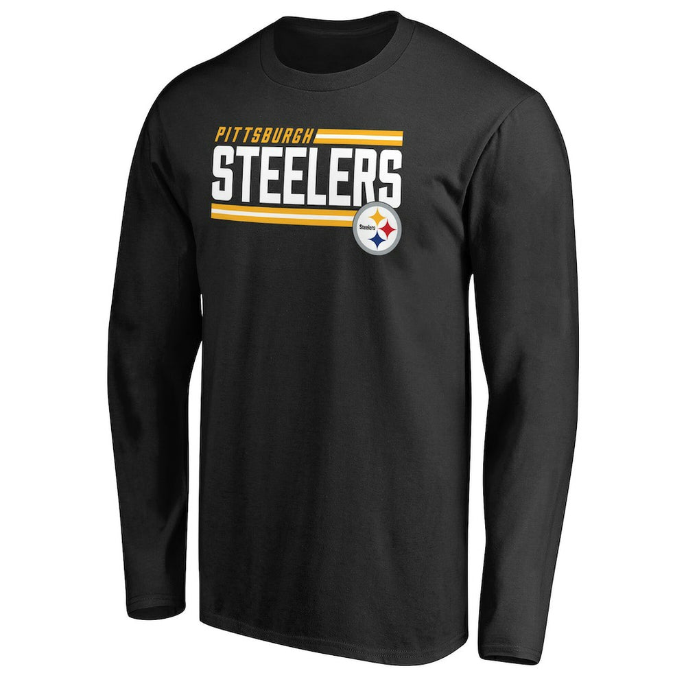 Pittsburgh Steelers Iconic Collection On Side Stripe Long Sleeve T-Shirt - Black on sale