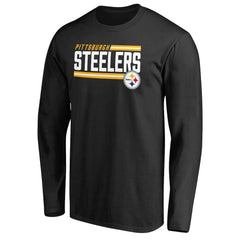 Pittsburgh Steelers Iconic Collection On Side Stripe Long Sleeve T-Shirt - Black on sale