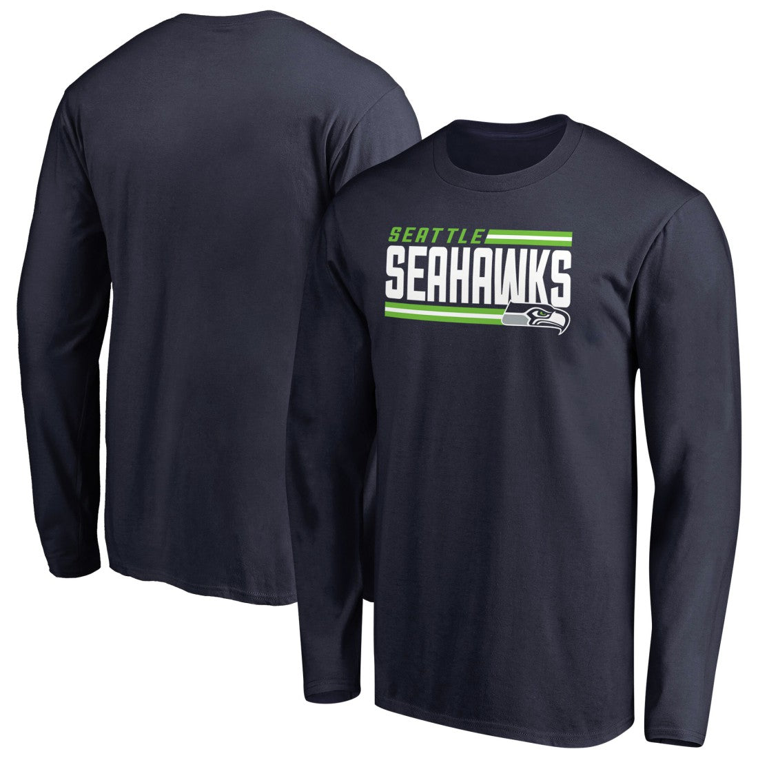 Seattle Seahawks Iconic Collection On Side Stripe Long Sleeve T-Shirt - College Navy for sale