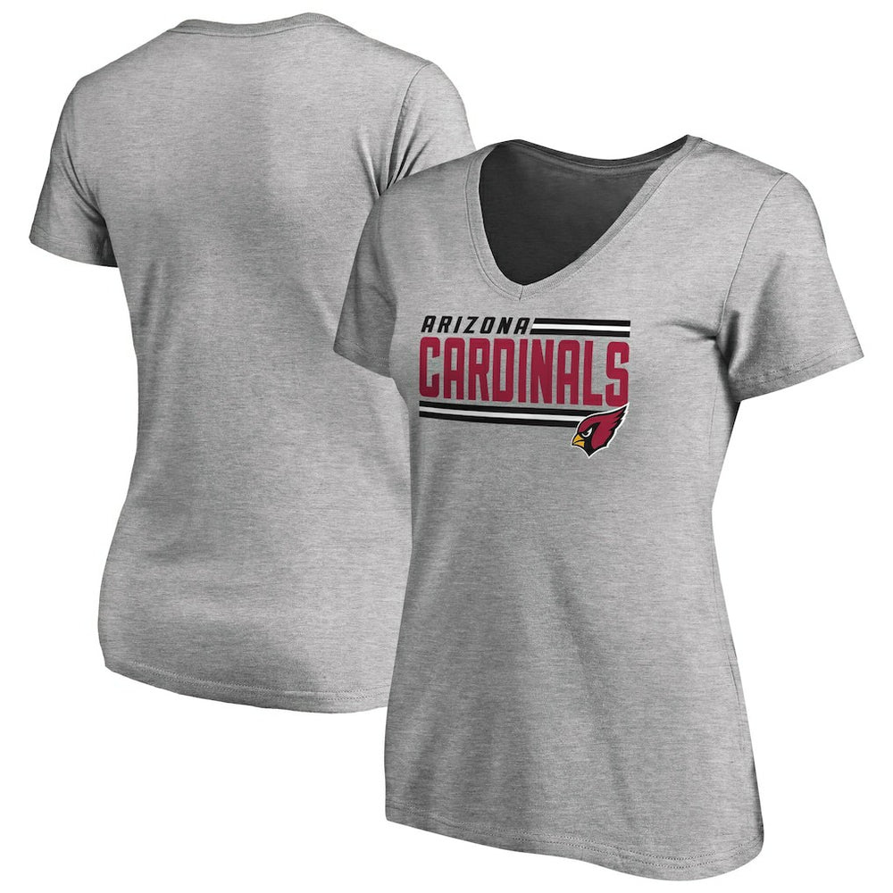 Arizona Cardinals Women's Iconic Collection On Side Stripe V-Neck T-Shirt - Heather Gray cheap