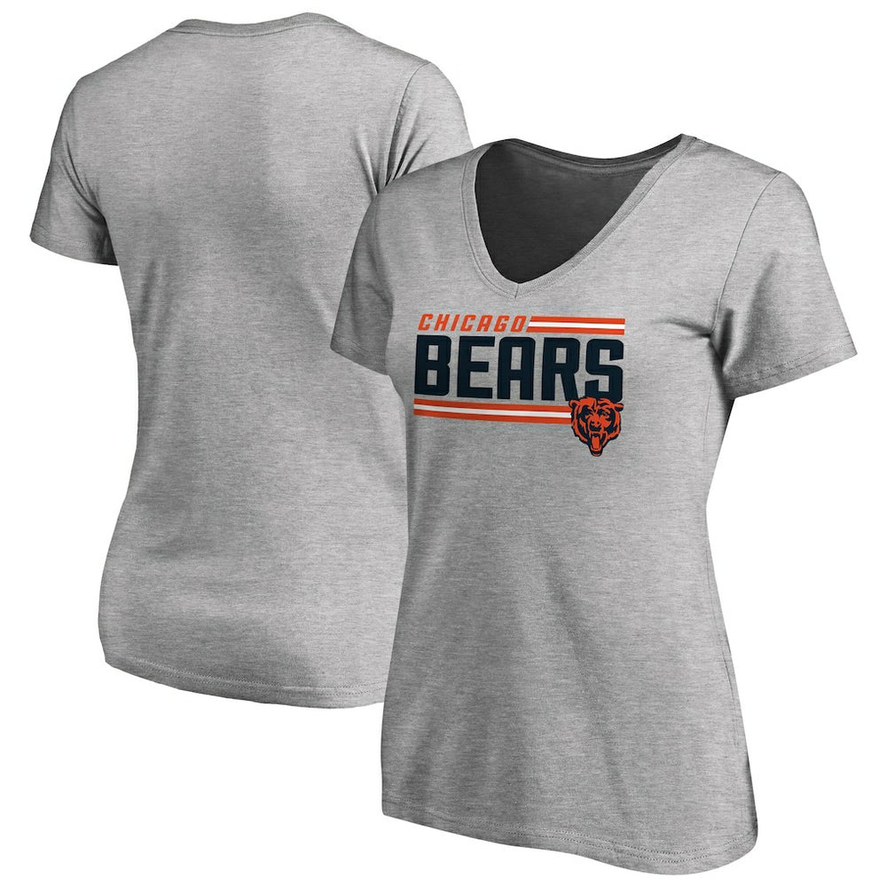Chicago Bears Women's Iconic Collection On Side Stripe V-Neck T-Shirt - Heather Gray discount