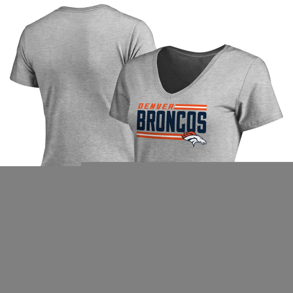 Denver Broncos Women's Iconic Collection On Side Stripe V-Neck T-Shirt - Ash on sale