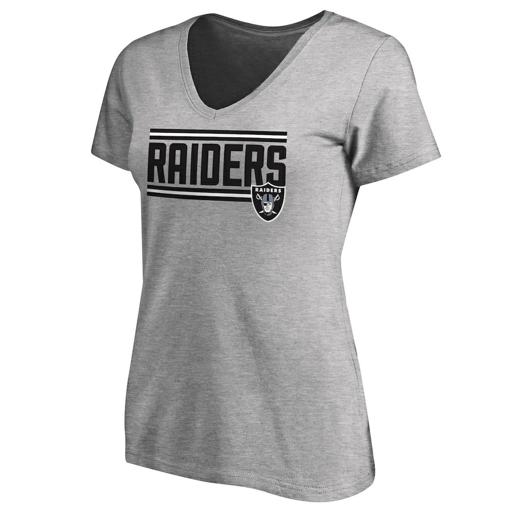 Las Vegas Raiders Women's Iconic Collection On Side Stripe V-Neck T-Shirt - Heather Gray online
