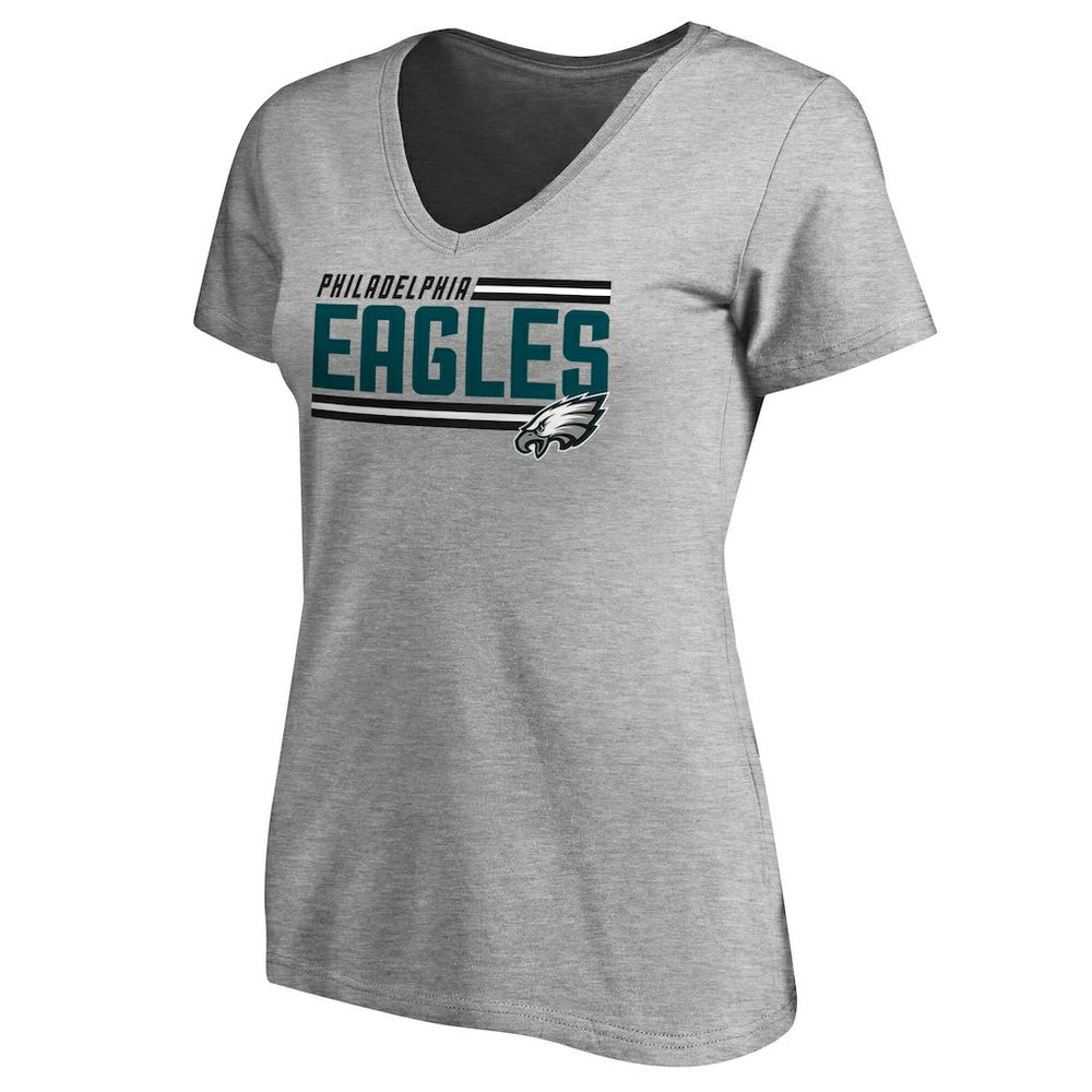 Philadelphia Eagles Women's Iconic Collection On Side Stripe V-Neck T-Shirt - Ash cheap
