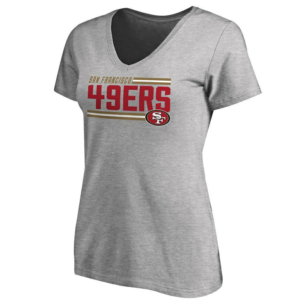 San Francisco 49ers Women's Iconic Collection On Side Stripe V-Neck T-Shirt - Ash cheap