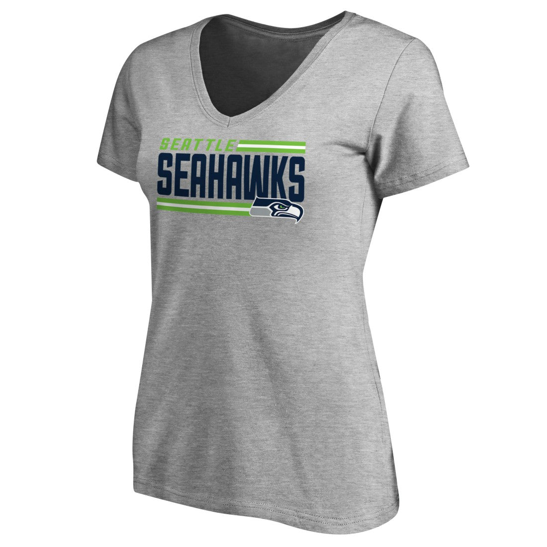 Seattle Seahawks Women's Iconic Collection On Side Stripe V-Neck T-Shirt - Heather Gray discount