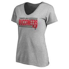 Tampa Bay Buccaneers Women's Iconic Collection On Side Stripe V-Neck T-Shirt - Heather Gray on sale