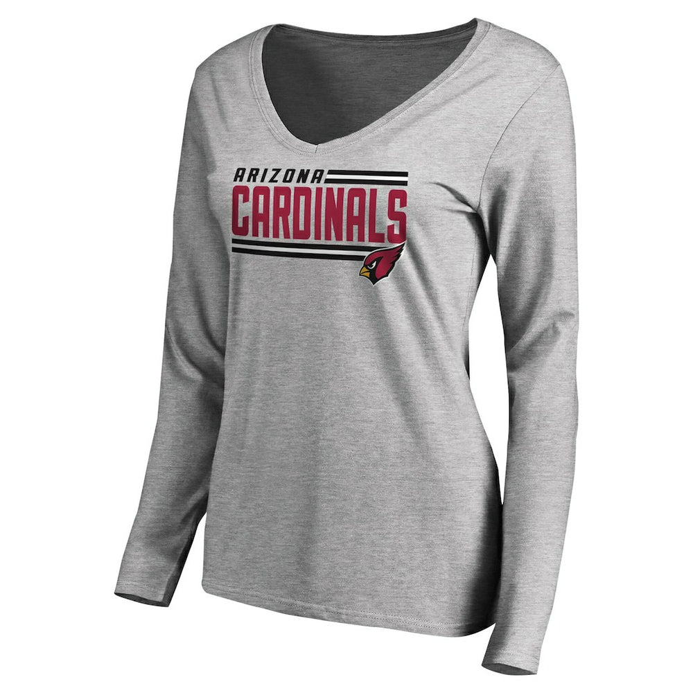 Arizona Cardinals Women's Iconic Collection On Side Stripe Long Sleeve V-Neck T-Shirt - Ash sale