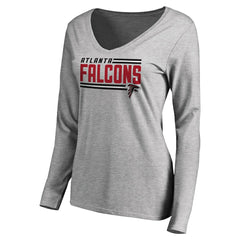 Atlanta Falcons Women's Iconic Collection On Side Stripe Long Sleeve V-Neck T-Shirt - Ash online
