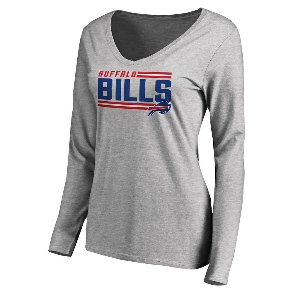 Buffalo Bills Women's Iconic Collection On Side Stripe Long Sleeve V-Neck T-Shirt - Ash online