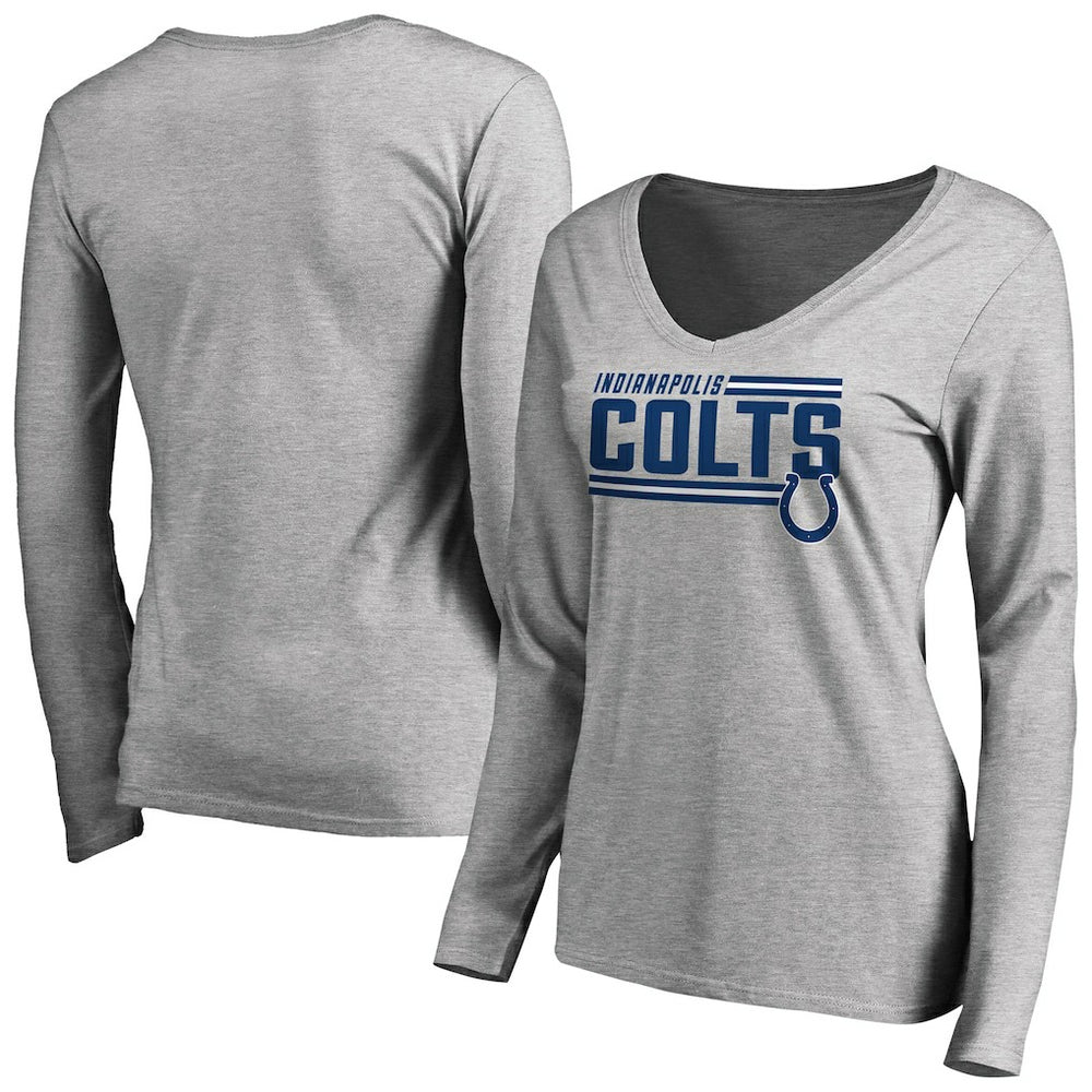 Indianapolis Colts Women's Iconic Collection On Side Stripe Long Sleeve V-Neck T-Shirt - Ash cheap