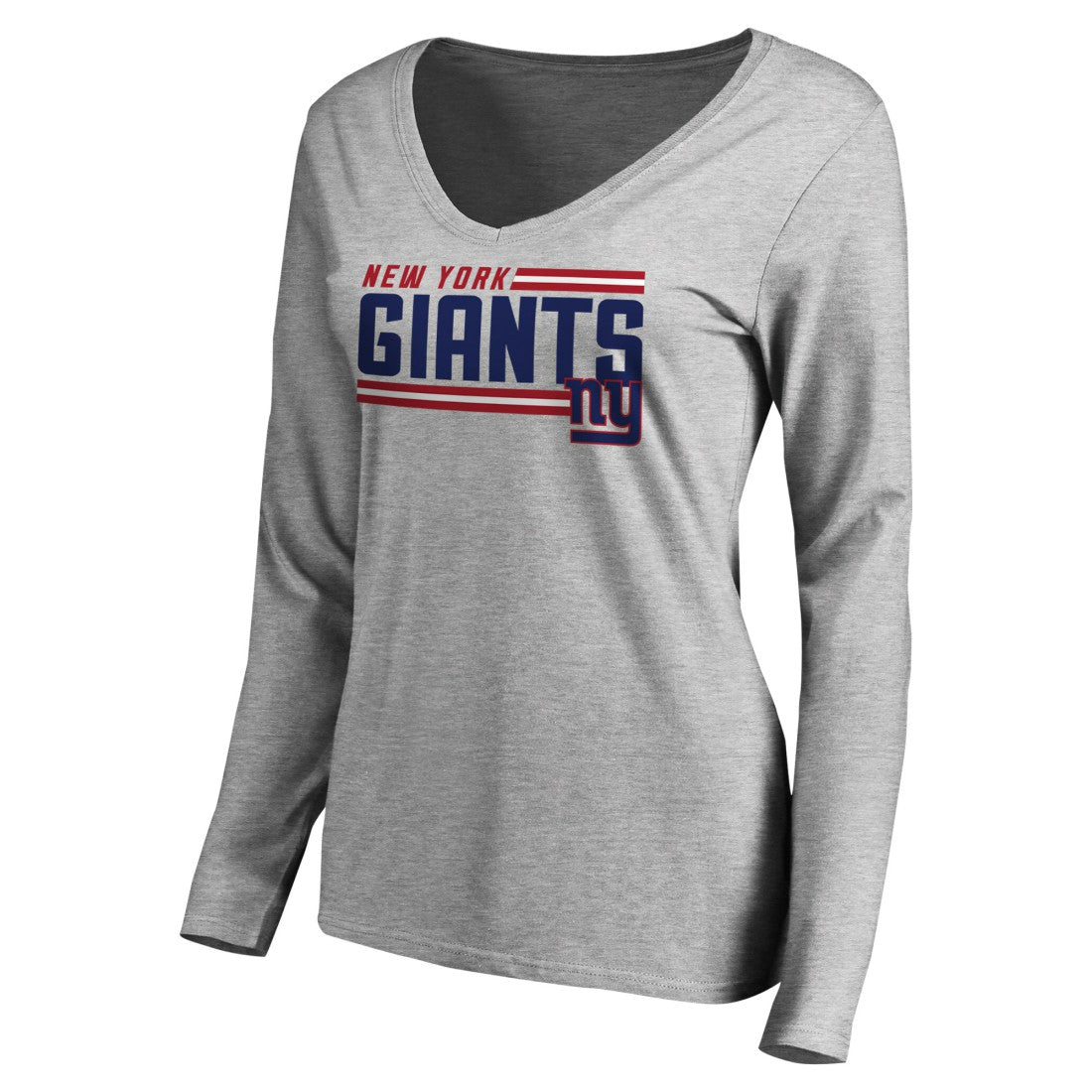 New York Giants Women's Iconic Collection On Side Stripe Long Sleeve V-Neck T-Shirt - Ash on sale