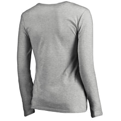 New York Giants Women's Iconic Collection On Side Stripe Long Sleeve V-Neck T-Shirt - Ash on sale