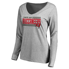 Tampa Bay Buccaneers Women's Iconic Collection On Side Stripe Long Sleeve V-Neck T-Shirt - Ash outlet
