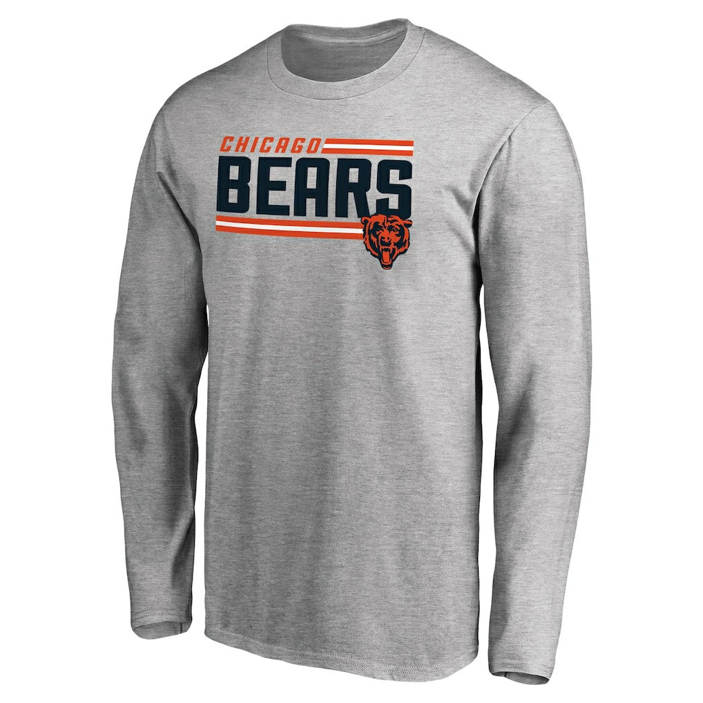 Chicago Bears Iconic Collection On Side Stripe Long Sleeve T-Shirt - Ash discount