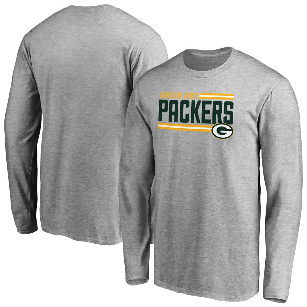 Green Bay Packers Iconic Collection On Side Stripe Long Sleeve T-Shirt - Ash cheap