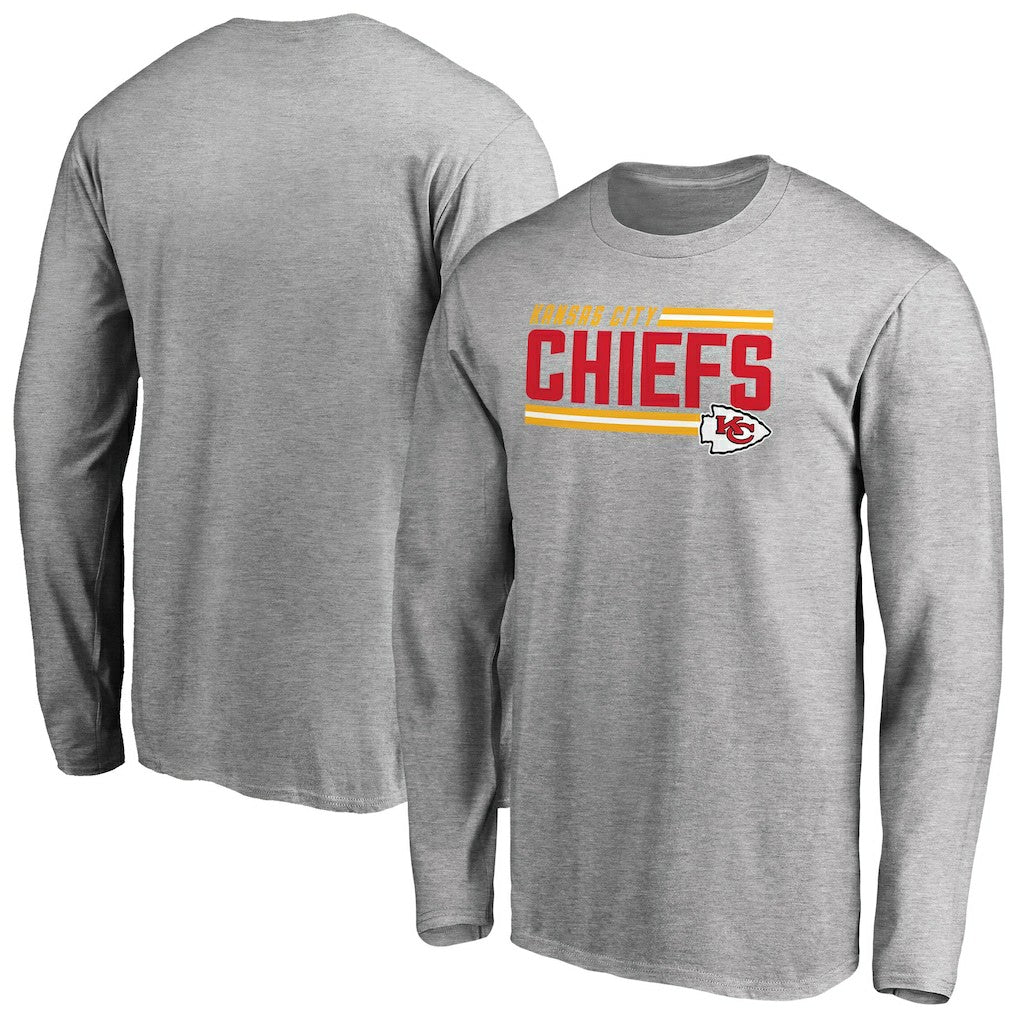Kansas City Chiefs Iconic Collection On Side Stripe Long Sleeve T-Shirt - Ash for sale