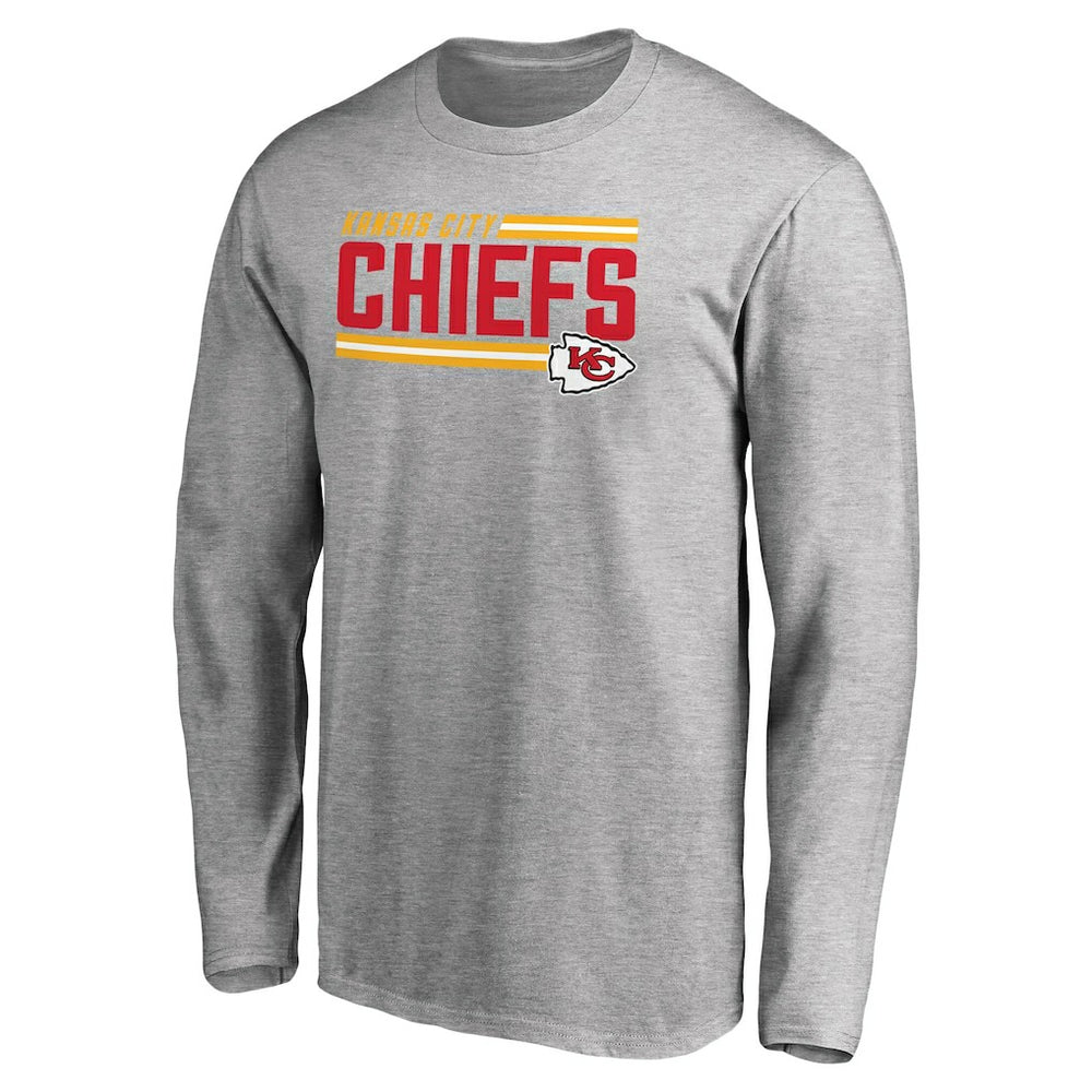 Kansas City Chiefs Iconic Collection On Side Stripe Long Sleeve T-Shirt - Ash for sale