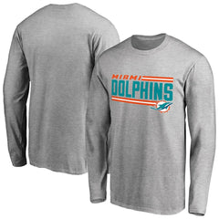 Miami Dolphins Iconic Collection On Side Stripe Long Sleeve T-Shirt - Ash on sale