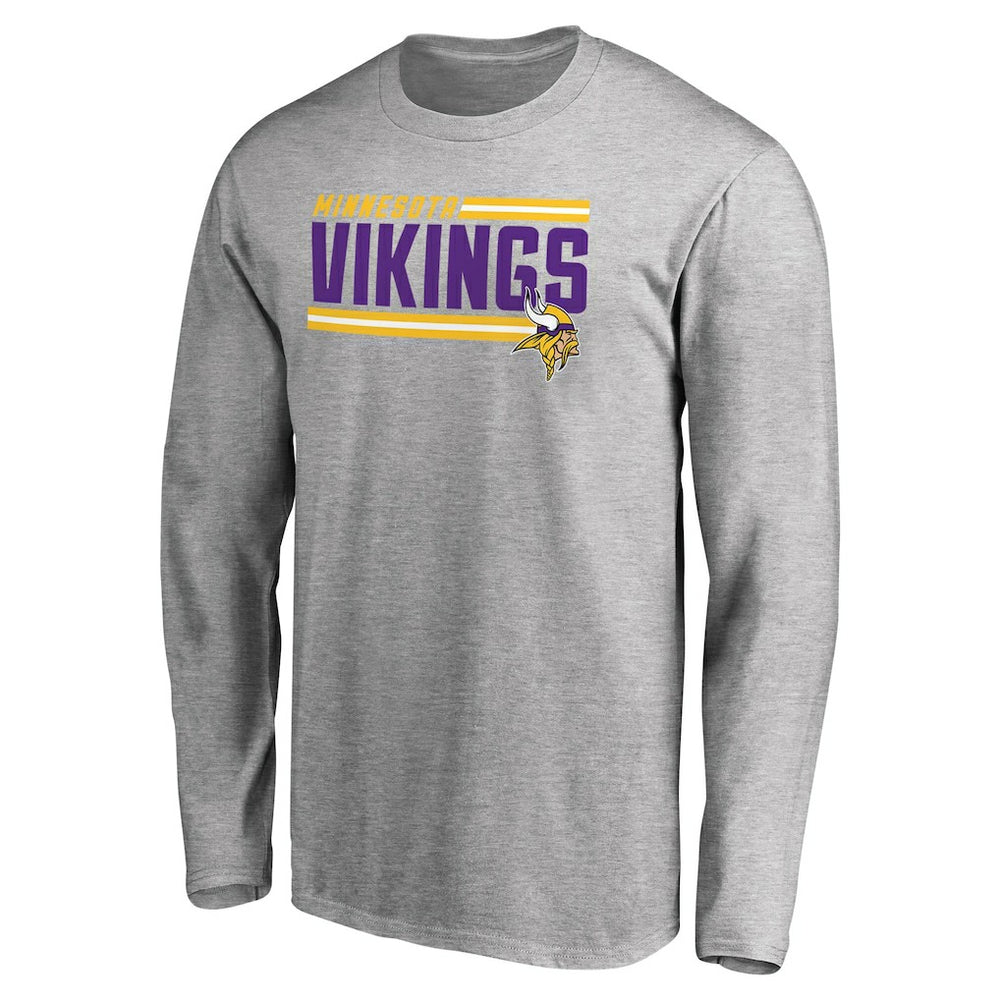 Minnesota Vikings Iconic Collection On Side Stripe Long Sleeve T-Shirt - Ash for sale