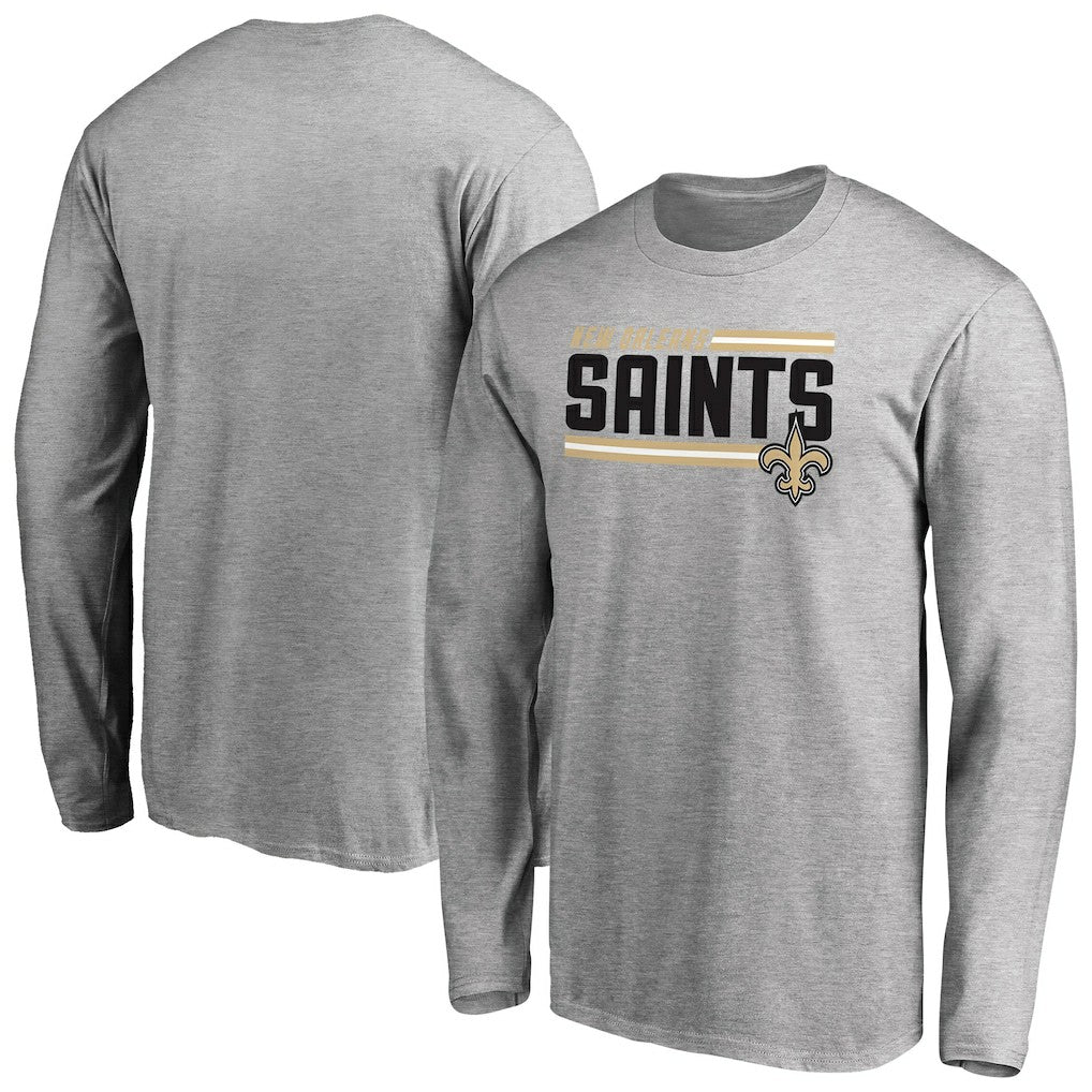 New Orleans Saints Iconic Collection On Side Stripe Long Sleeve T-Shirt - Ash for sale