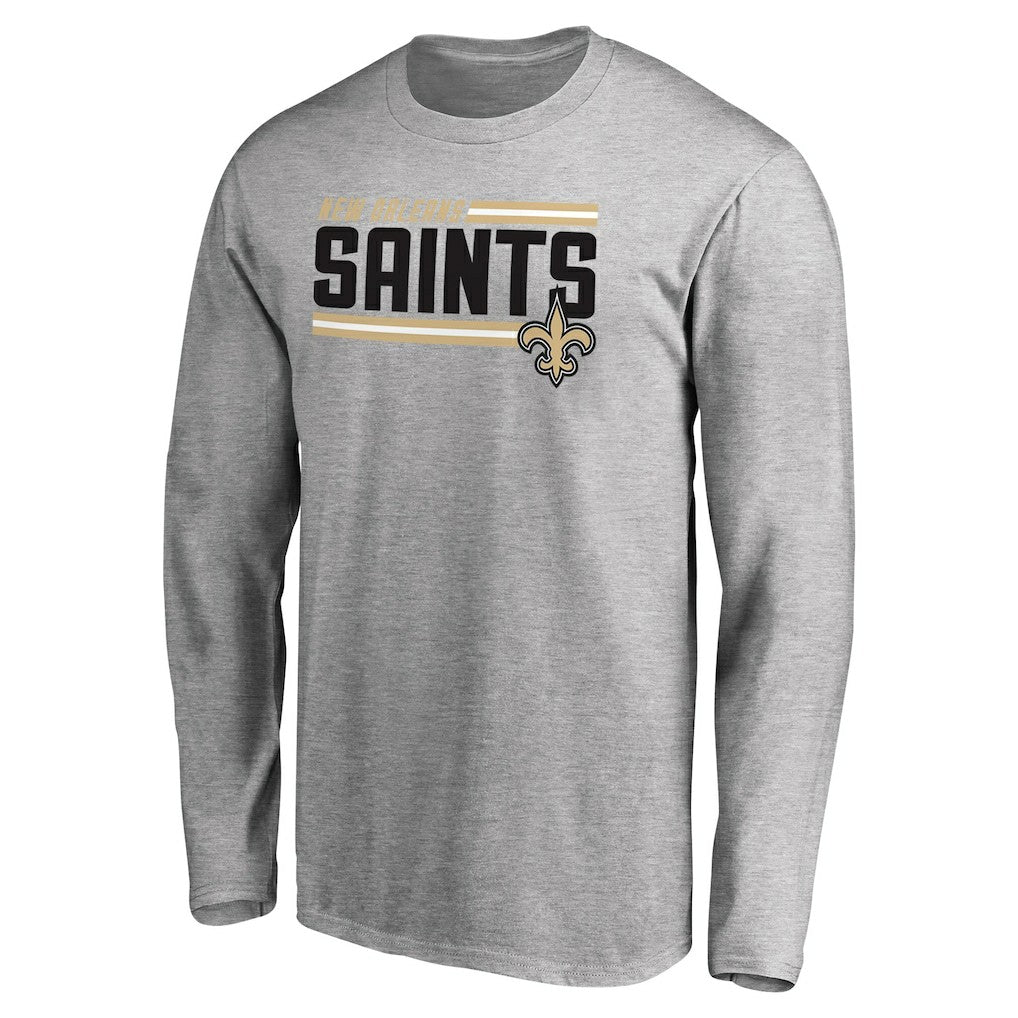 New Orleans Saints Iconic Collection On Side Stripe Long Sleeve T-Shirt - Ash for sale