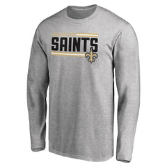 New Orleans Saints Iconic Collection On Side Stripe Long Sleeve T-Shirt - Ash for sale
