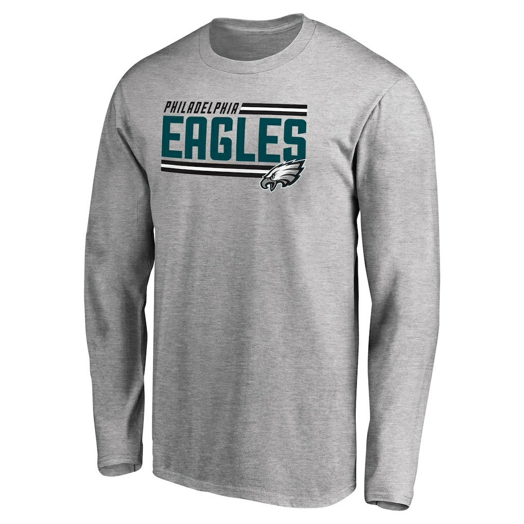 Philadelphia Eagles Iconic Collection On Side Stripe Long Sleeve T-Shirt - Ash for sale