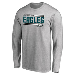 Philadelphia Eagles Iconic Collection On Side Stripe Long Sleeve T-Shirt - Ash for sale