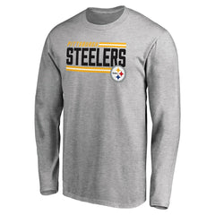 Pittsburgh Steelers Iconic Collection On Side Stripe Long Sleeve T-Shirt - Ash for sale