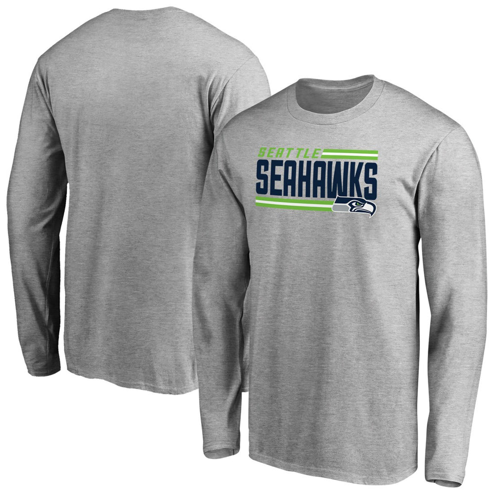 Seattle Seahawks Iconic Collection On Side Stripe Long Sleeve T-Shirt - Ash for sale