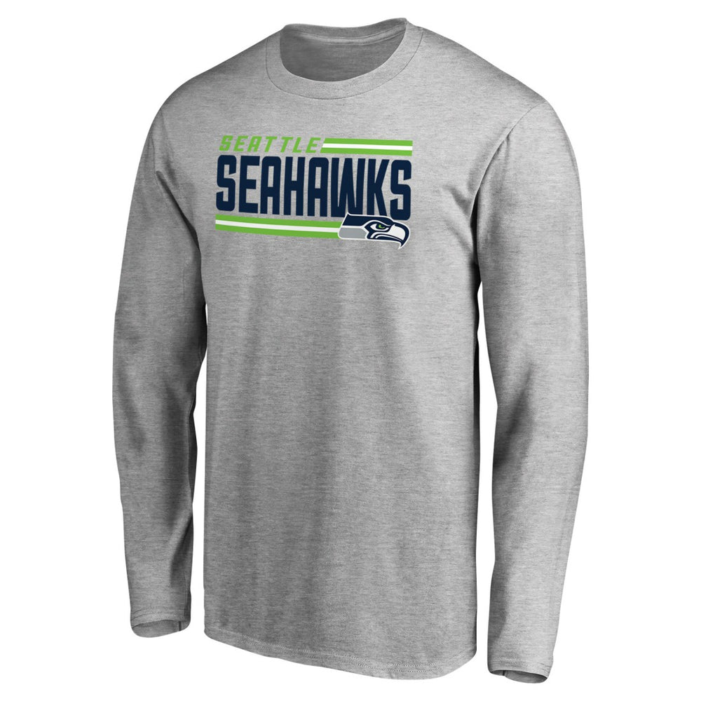 Seattle Seahawks Iconic Collection On Side Stripe Long Sleeve T-Shirt - Ash for sale