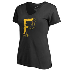 Pittsburgh Pirates Women's X-Ray V-Neck T-Shirt - Black