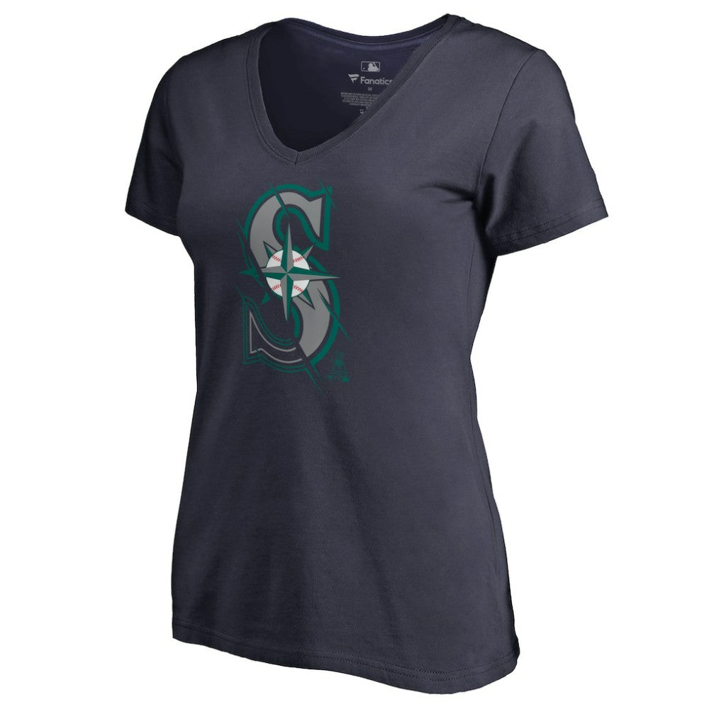 Seattle Mariners Women's X-Ray V-Neck T-Shirt - Navy