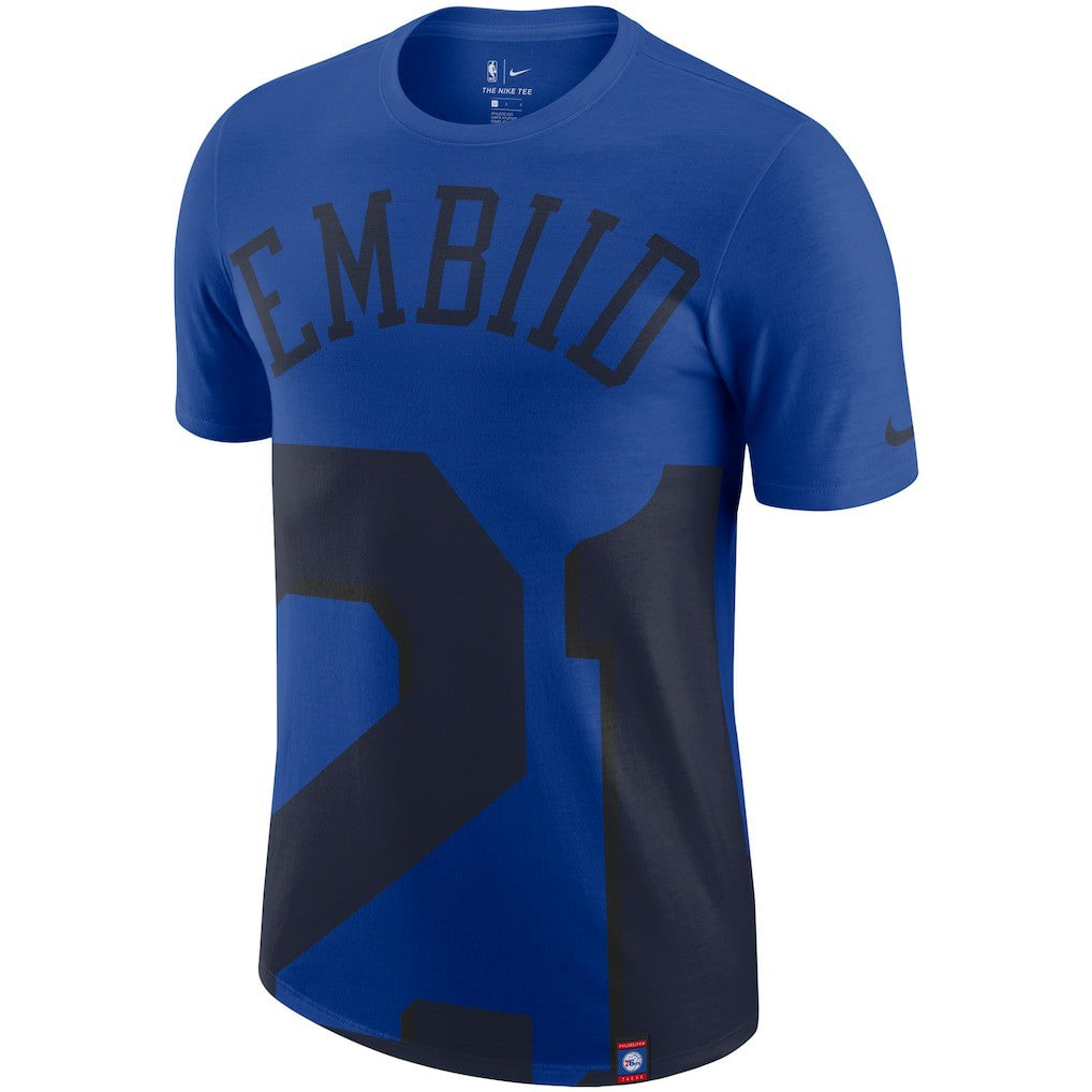 Joel Embiid Philadelphia 76ers Oversized Name & Number T-Shirt - Royal | Nike shop