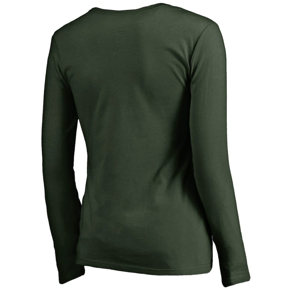 Green Bay Packers Women's Iconic Collection Script Assist Long Sleeve V-Neck T-Shirt - Green on sale