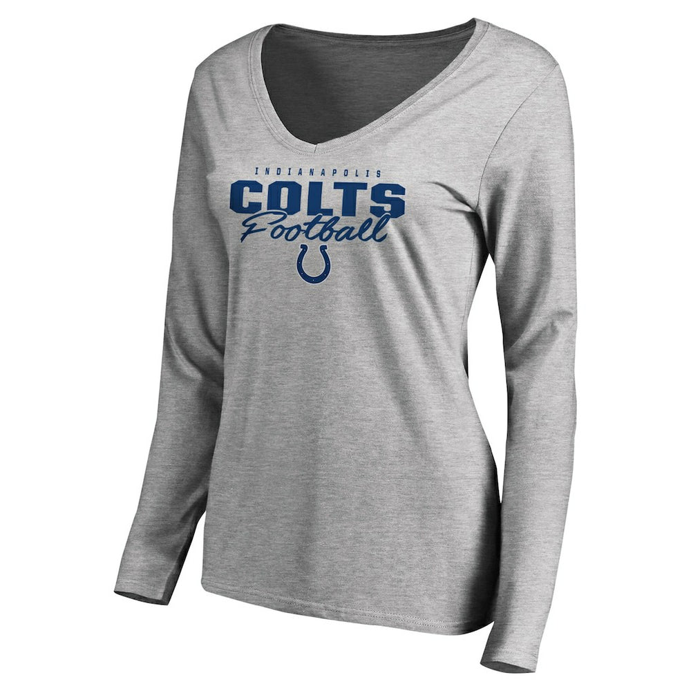 Indianapolis Colts Women's Iconic Collection Script Assist Long Sleeve V-Neck T-Shirt - Ash cheap