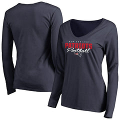 New England Patriots Women's Iconic Collection Script Assist Long Sleeve V-Neck T-Shirt - Navy online