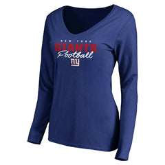 New York Giants Women's Iconic Collection Script Assist Long Sleeve V-Neck T-Shirt - Royal cheap