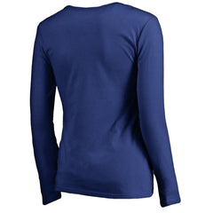 New York Giants Women's Iconic Collection Script Assist Long Sleeve V-Neck T-Shirt - Royal cheap