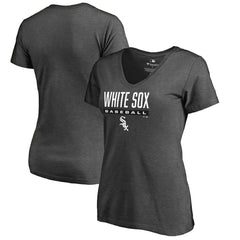 Chicago White Sox Women's Win Stripe V-Neck T-Shirt - Ash